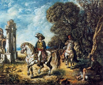 150の主題の芸術作品 Painting - ライダー ジョルジョ・デ・キリコ シュルレアリスム